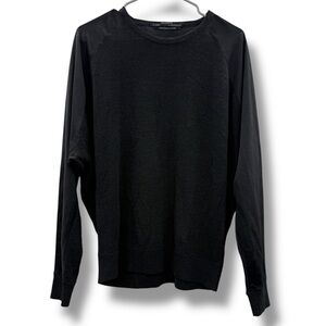 All Saints Black Mixed Media Merino Wool Long Sleeve Top Sz 6‎